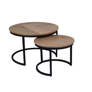 Couchtisch – Eichenholz, Schwarzmetall, 2er-Set – Otik | Starfurn
