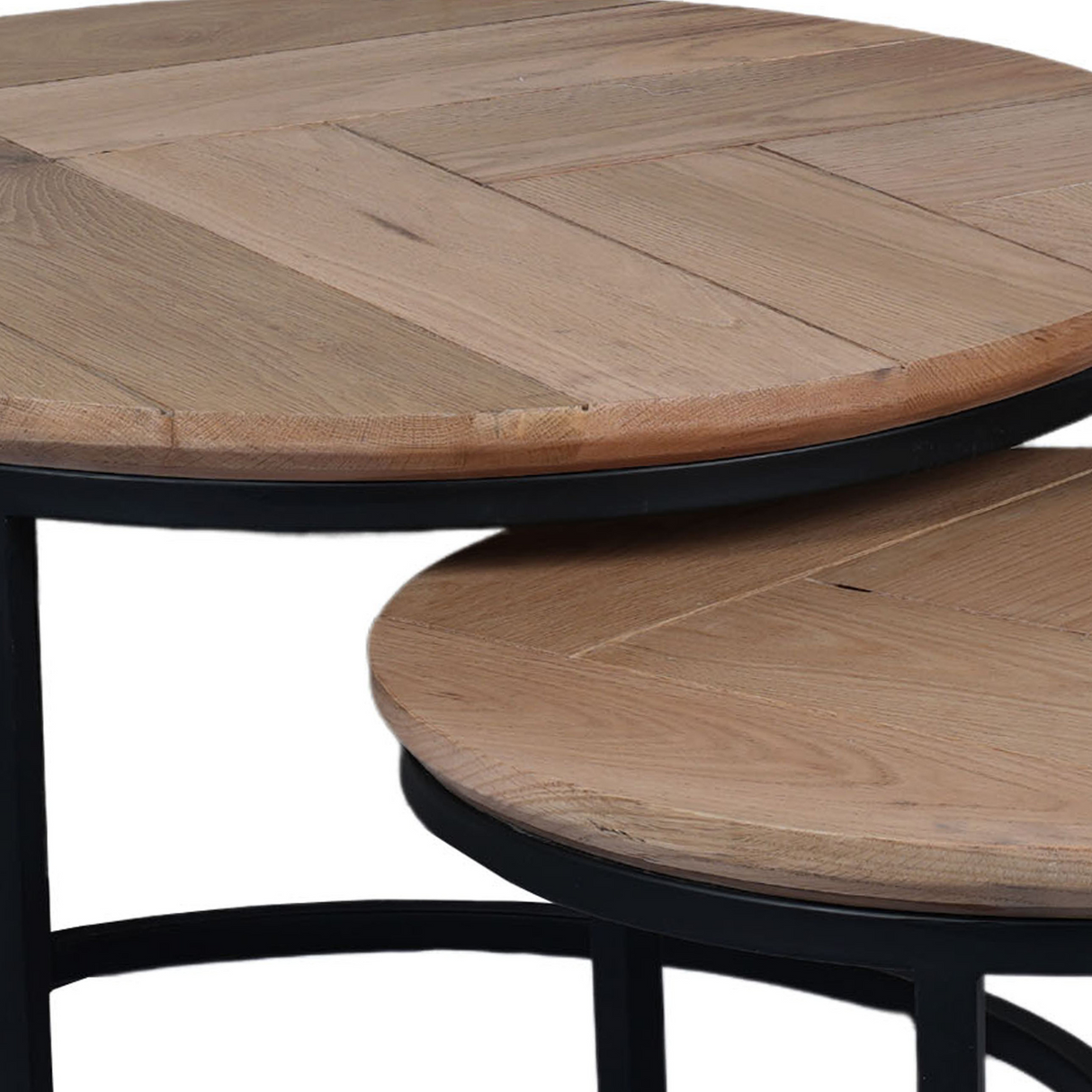 Couchtisch – Eichenholz, Schwarzmetall, 2er-Set – Otik | Starfurn