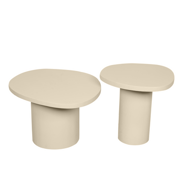 Couchtisch – Mangoholz, Sand-Finish, Runde Form, 2er-Set – Mirre | Starfurn