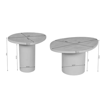 Couchtisch – Mangoholz, Sand-Finish, Runde Form, 2er-Set – Mirre | Starfurn