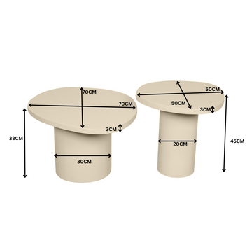 Couchtisch – Mangoholz, Sand-Finish, Runde Form, 2er-Set – Mirre | Starfurn