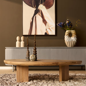 Couchtisch – Natur Eichenholz, Dreieck Form, Weiche Rundungen 130 cm – Zillah | Starfurn