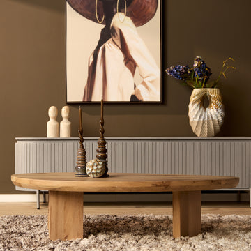 Couchtisch – Natur Eichenholz, Dreieck Form, Weiche Rundungen 130 cm – Zillah | Starfurn