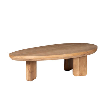 Couchtisch – Natur Eichenholz, Dreieck Form, Weiche Rundungen 130 cm – Zillah | Starfurn