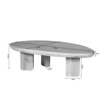 Couchtisch – Natur Eichenholz, Dreieck Form, Weiche Rundungen 130 cm – Zillah | Starfurn