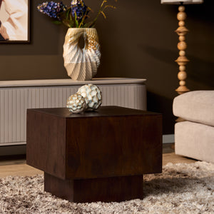Couchtisch - Mangoholz Braun, Quadrat Form, Kompakt Design – Livia | Starfurn