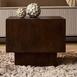 Couchtisch - Mangoholz Braun, Quadrat Form, Kompakt Design – Livia | Starfurn