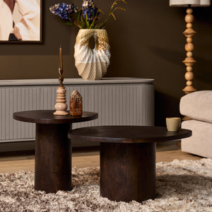 Coffee table – Mango wood, Brown color, Round shape – Mirre | Starfurn