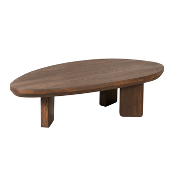 Couchtisch – Braunes Eichenholz, Dreieck Form, Weiche Rundungen 130 cm – Zillah | Starfurn