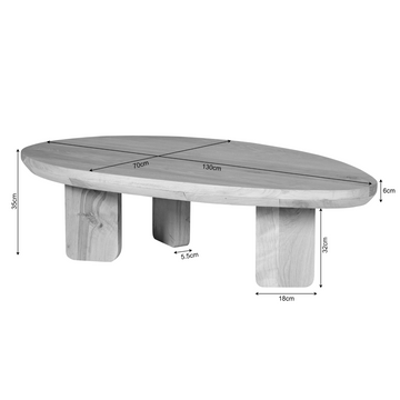 Couchtisch – Braunes Eichenholz, Dreieck Form, Weiche Rundungen 130 cm – Zillah | Starfurn