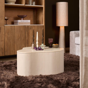Coffee table – Marble top, mango wood, sand look – Lovi | Starfurn