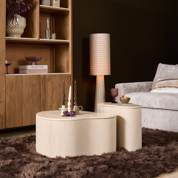 Couchtisch – Marmorplatte, Mangoholz, Sandoptik - Lovi | Starfurn