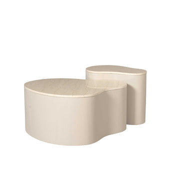 Couchtisch – Heller Marmor, Organische Basis, Sandfarbener Ton – Lovi | Starfurn