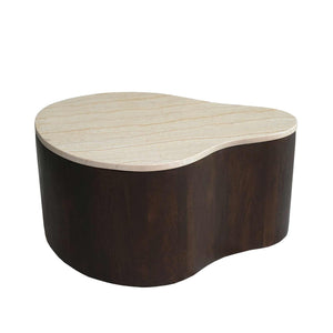 Coffee Table – Marble Top, Mango Wood, Organic Shape – Lovi | Starfurn