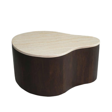Couchtisch – Marmorplatte, Mangoholz, Organische Form – Lovi | Starfurn