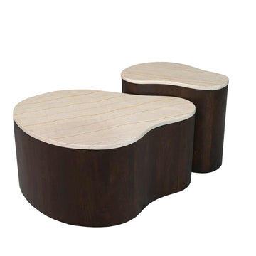 Couchtisch – Marmorplatte, Mangoholz, Organische Form – Lovi | Starfurn