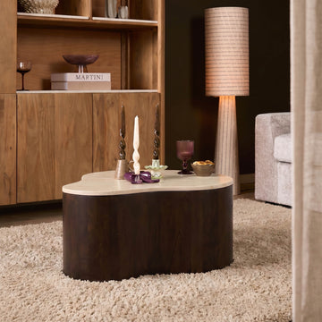 Couchtisch – Marmorplatte, Mangoholz, Organische Form – Lovi | Starfurn