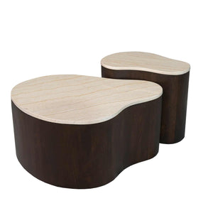 Coffee Table – Light Marble, Organic Base, Brown Tone – Lovi | Starfurn