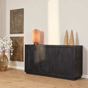 Sideboard - Schwarzes Mangoholz, Grifflose Türen, Geradliniges Design, 150 cm – Brussel | Starfurn