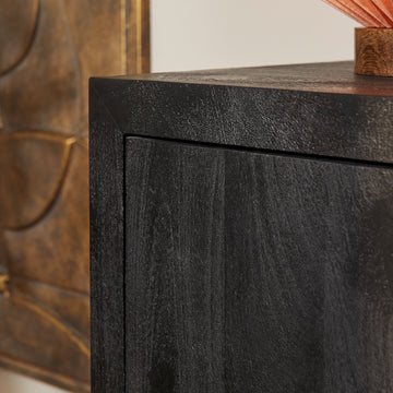 Sideboard - Schwarzes Mangoholz, Grifflose Türen, Geradliniges Design, 150 cm – Brussel | Starfurn