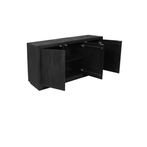 Sideboard - Schwarzes Mangoholz, Grifflose Türen, Geradliniges Design, 150 cm – Brussel | Starfurn