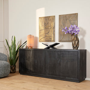 Sideboard – Mango Wood, Black Finish, Push-to-Open Doors – Brussel | Starfurn