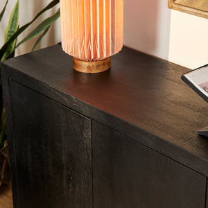 Sideboard – Mango Wood, Black Finish, Push-to-Open Doors – Brussel | Starfurn