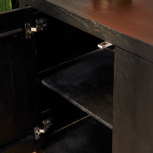 Sideboard – Mango Wood, Black Finish, Push-to-Open Doors – Brussel | Starfurn