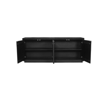 Sideboard – Mangoholz, Schwarze Oberfläche, Push-to-Open-Türen – Brussel | Starfurn