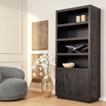 Bücherregal – Mangoholz, Schwarze Oberfläche, Grifflos – Brussel | Starfurn