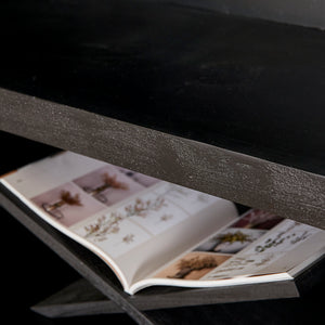 Bücherregal - Schwarzes Mangoholz, Offene Fächer, Grifflose Türen, XL 160 cm – Brussel | Starfurn