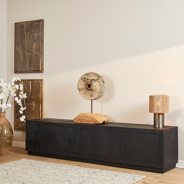 TV-Möbel – Schwarze Oberfläche, Mangoholz Material, Modernes Design - Brussel | Starfurn