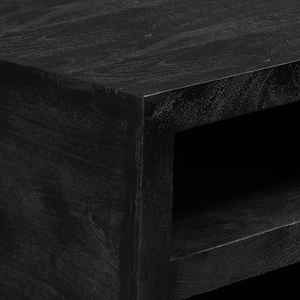 Coffee table – mango wood, black finish, storage compartments – Brussel | Starfurn