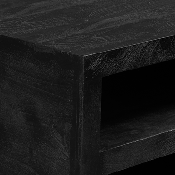 Couchtisch – Mangoholz, Schwarzoptik, Stauraumfächer – Brussel | Starfurn