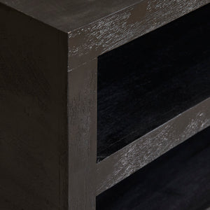 Coffee table – mango wood, black finish, storage compartments – Brussel | Starfurn