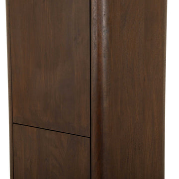 Aufbewahrungsschrank  – FSC Massives Mangoholz, Braun Finish, Vertikales Holzdesign - Dallas | Starfurn