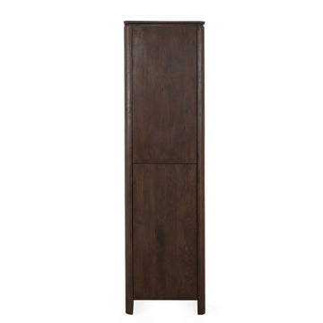Aufbewahrungsschrank  – FSC Massives Mangoholz, Braun Finish, Vertikales Holzdesign - Dallas | Starfurn