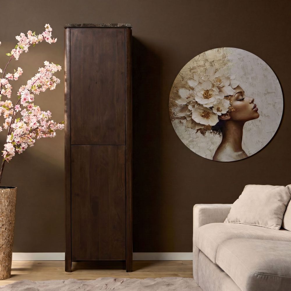Aufbewahrungsschrank  – FSC Massives Mangoholz, Braun Finish, Vertikales Holzdesign - Dallas | Starfurn