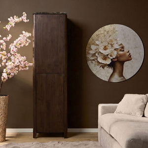 Aufbewahrungsschrank  – FSC Massives Mangoholz, Braun Finish, Vertikales Holzdesign - Dallas | Starfurn