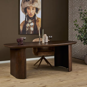 Dining table – Mango wood, Brown color, Half-round legs – Maré | Starfurn