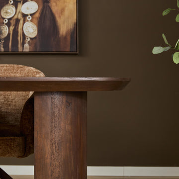 Dining table – Mango wood, Brown color, Half-round legs – Maré | Starfurn