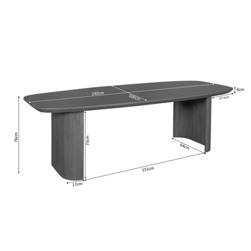 Esszimmertisch – Braunes Mangoholz, Halb Runde Beine, Massives Design 240 cm – Maré | Starfurn