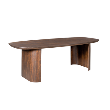 Esszimmertisch – Braunes Mangoholz, Halb Runde Beine, Massives Design, 300 cm - Maré | Starfurn