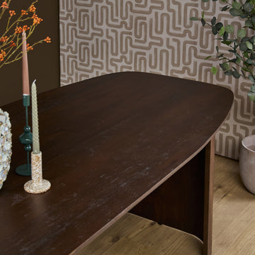 Esszimmertisch – Braunes Mangoholz, Halb Runde Beine, Massives Design, 300 cm - Maré | Starfurn