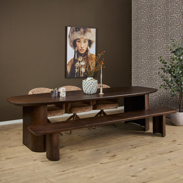 Esszimmertisch – Braunes Mangoholz, Halb Runde Beine, Massives Design, 300 cm - Maré | Starfurn