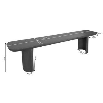 Esszimmerbank – Braunes Mangoholz, Halb Runde Beine, Massives Design 180 cm – Maré | Starfurn