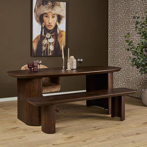 Dining Bench – Mango Wood, Brown Color, Half-Round Legs – Maré | Starfurn