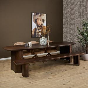 Esszimmerbank – Braunes Mangoholz, Halb Runde Beine, Massives Design 280 cm – Maré | Starfurn