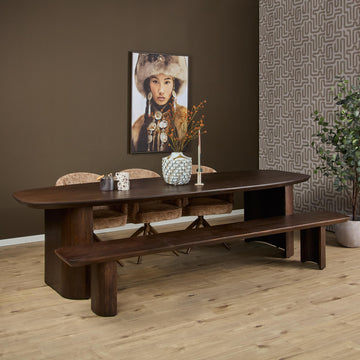 Esszimmerbank – Braunes Mangoholz, Halb Runde Beine, Massives Design 280 cm – Maré | Starfurn