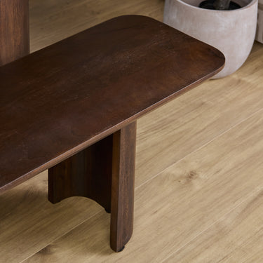Dining Bench - Solid Mango Wood, Brown, Half-Round Legs, Easy Assembly - Maré | Starfurn